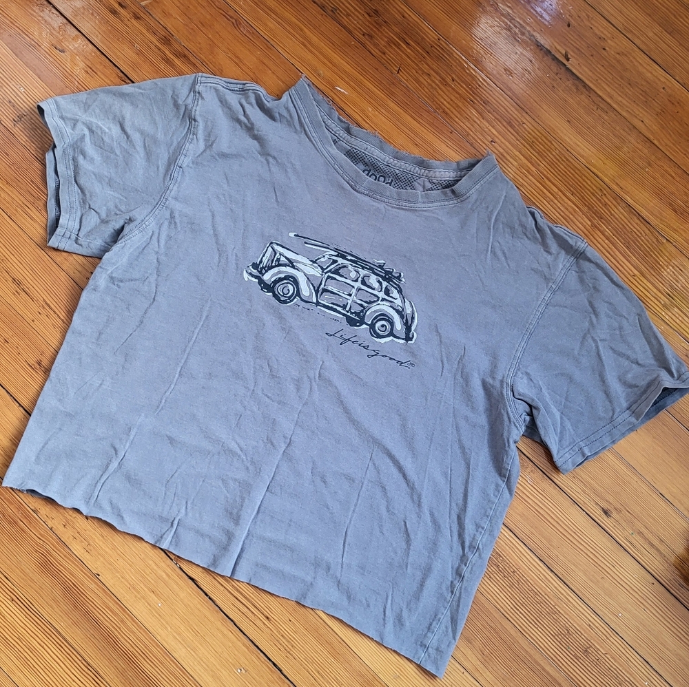 Life Is Good Grunge Cropped Graphic Tee